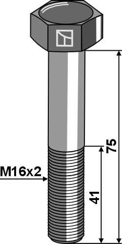 167593110 Bolt M16x2x75 u. møtrik
