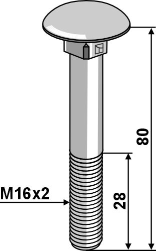 Bolt M16x2x80 galvaniseret