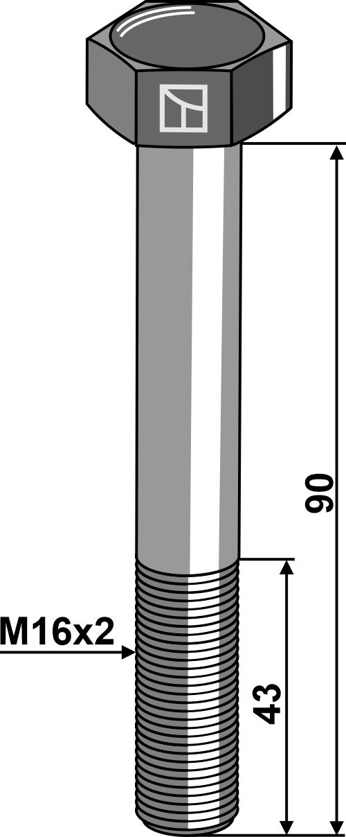 Bolt M16x2x90 u. møtrik