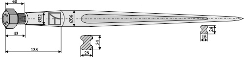 Frontlæssertand - 1000mm