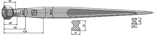 Frontlæssertand - 1000mm