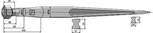 Frontlæssertand - 1100mm