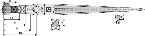 Frontlæssertand - 1100mm