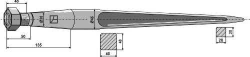 Frontlæssertand - 1100mm