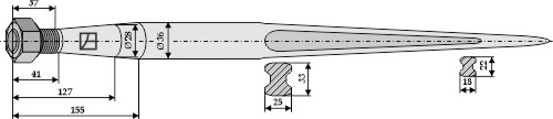 Frontlæssertand - 1100mm