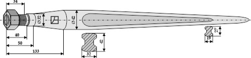 Frontlæssertand - 1100mm