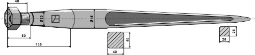 Frontlæssertand - 1250mm