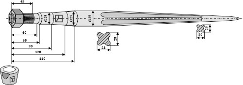 Frontlæssertand - 1400mm