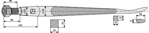 Frontlæssertand (Skeformet) - 1400mm