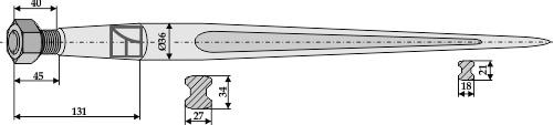 Frontlæssertand - 1400mm
