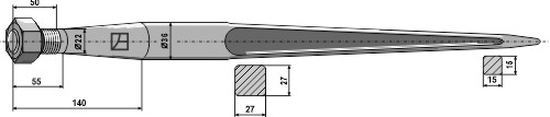 Frontlæssertand - 800mm