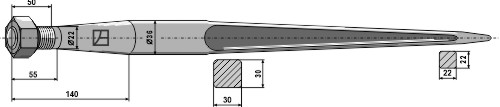 Frontlæssertand - 1000mm