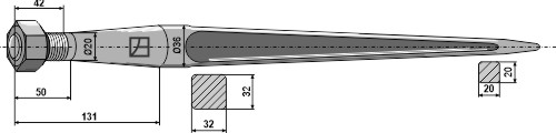 Frontlæssertand - 610mm
