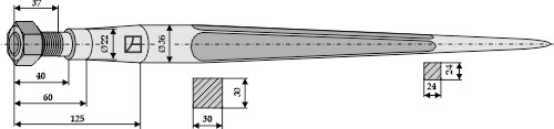 Frontlæssertand - 605mm