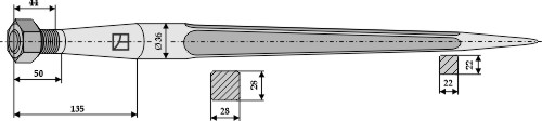 Frontlæssertand - 680mm