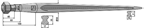 Frontlæssertand - 680mm