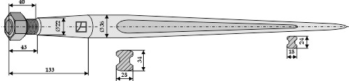 Frontlæssertand - 810mm