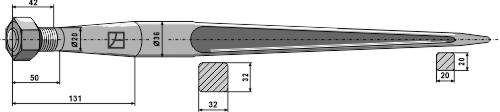 Frontlæssertand - 810mm