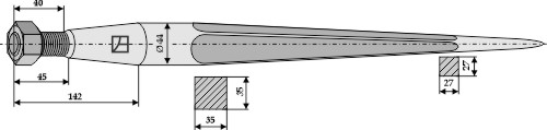 Frontlæssertand - 810mm