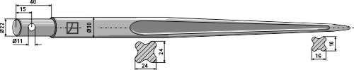 Frontlæssertand - 820mm