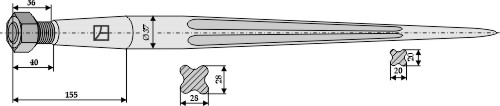 Frontlæssertand - 800mm