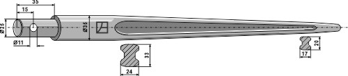 Frontlæssertand - 820mm