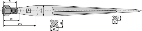 Frontlæssertand - 820mm
