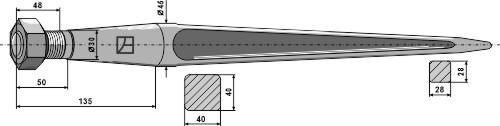 Frontlæssertand - 820mm