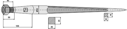 Frontlæssertand - 800mm