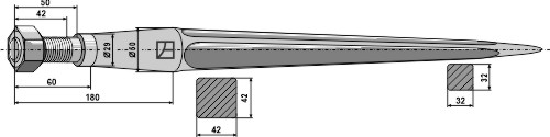 Frontlæssertand - 820mm