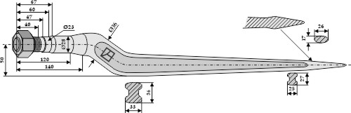 Frontlæssertand Ensilage - 880mm