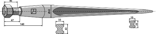 Frontlæssertand - 810mm