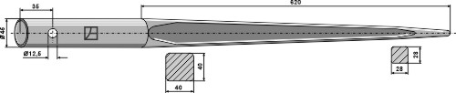 Frontlæssertand - 820mm