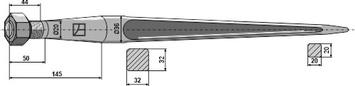 Frontlæssertand - 900mm