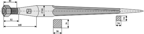 Frontlæssertand - 910mm