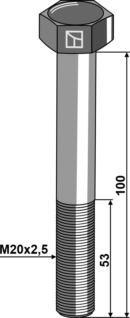Bolt M20x2,5x100 u. møtrik