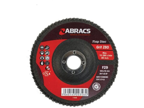 Slibeskive (flap disc) Ø100 x 10 x 16mm - 80 Korn