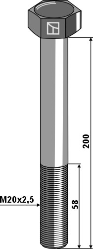 202009318v Bolt M20x2,5x200 u. møtrik