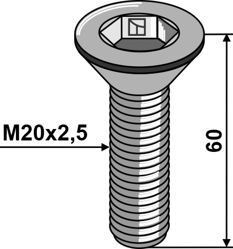 Umbracobolt M20x2,5x60 - 8.8 u. møtrik