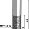 Bolt M20x2,5x75 u. møtrik