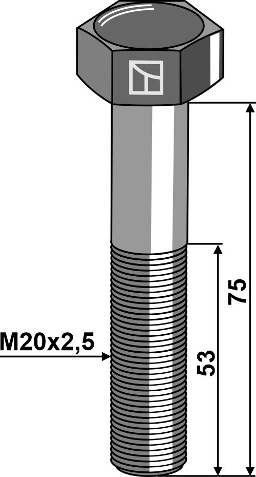 Bolt M20x2,5x75 u. møtrik