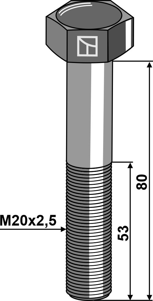 Bolt M20x2,5x80 u. møtrik