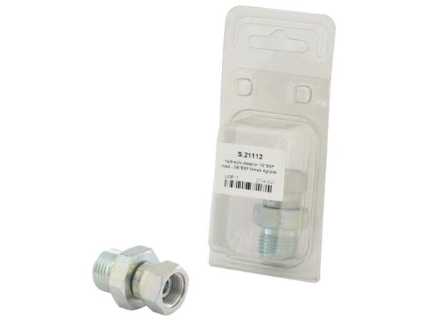 Hydraulikadapter 1/2'' BSP Han x 3/8'' BSP Drejelig hun (Agripak 1 stk.)