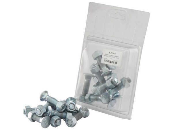 Monteringsbolt (rund) & Møtrik - 7/16'' x 1-3/4'' Trækstyrke 8.8 (10 stk. Agripak)