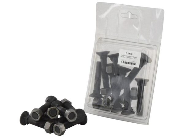 Monteringsbolt (rund) & Møtrik - M12 x 60mm, Trækstyrke 12.9 (8 stk. Agripak)