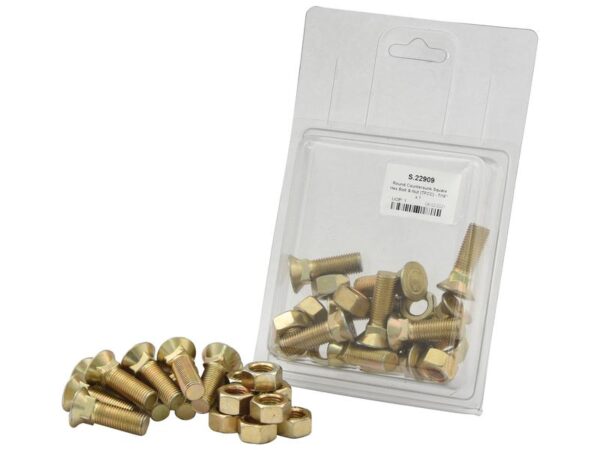 Monteringsbolt (rund) & Møtrik - 7/16'' x 1-3/8'' Trækstyrke 8.8 (10 stk. Agripak)