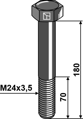 Bolt M24x3,5x180 u. møtrik