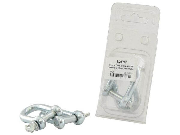Sjækel (m/skrue), Stift Ø8mm x 16mm Kæbebredde (2 stk. Agripak)