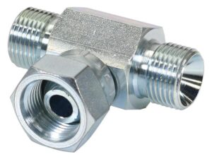 Hydraulisk T-stykke 3/8'' BSP Han x 3/8'' BSP Han x 3/8'' BSP Drejelig hun