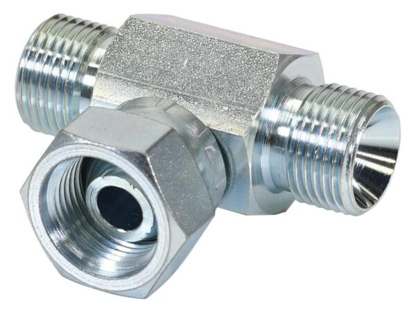 Hydraulisk T-stykke 3/8'' BSP Han x 3/8'' BSP Han x 3/8'' BSP Drejelig hun